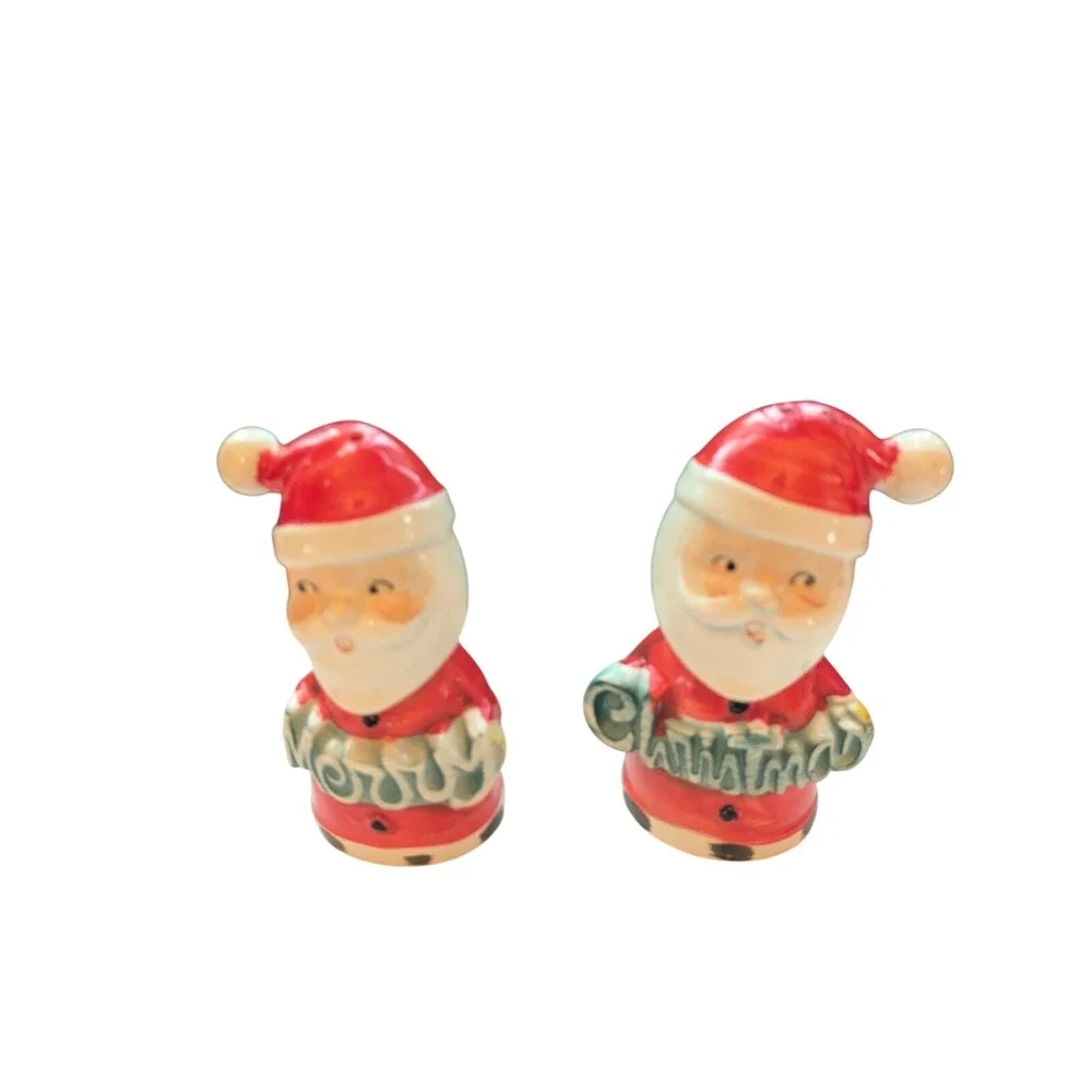Vintage Ceramic Santa Claus Merry Christmas Salt Pepper Shakers Japan‎